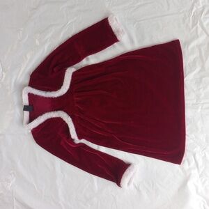 Holliday Editions Red Velvet Velour w/White Faux Fur Holliday Dress Sz M 7/8